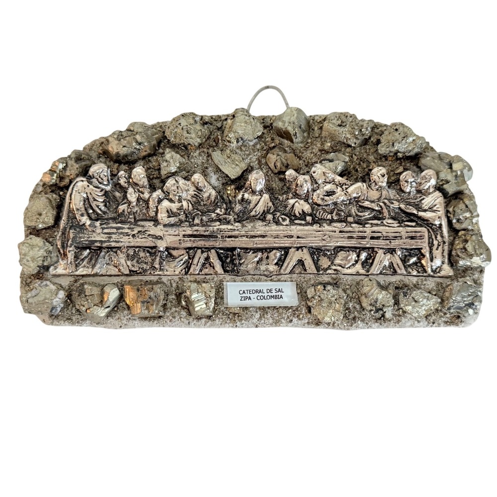Catedral de Sal Last Supper Relief Silver Gold Color Pyrite Stone Colombia Art
